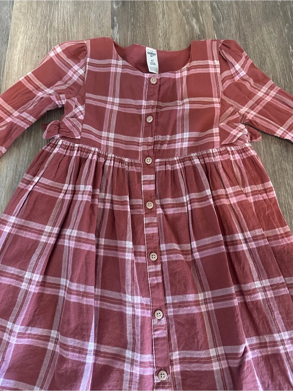 Oshkosh Girls Plaid Button-Front Dress